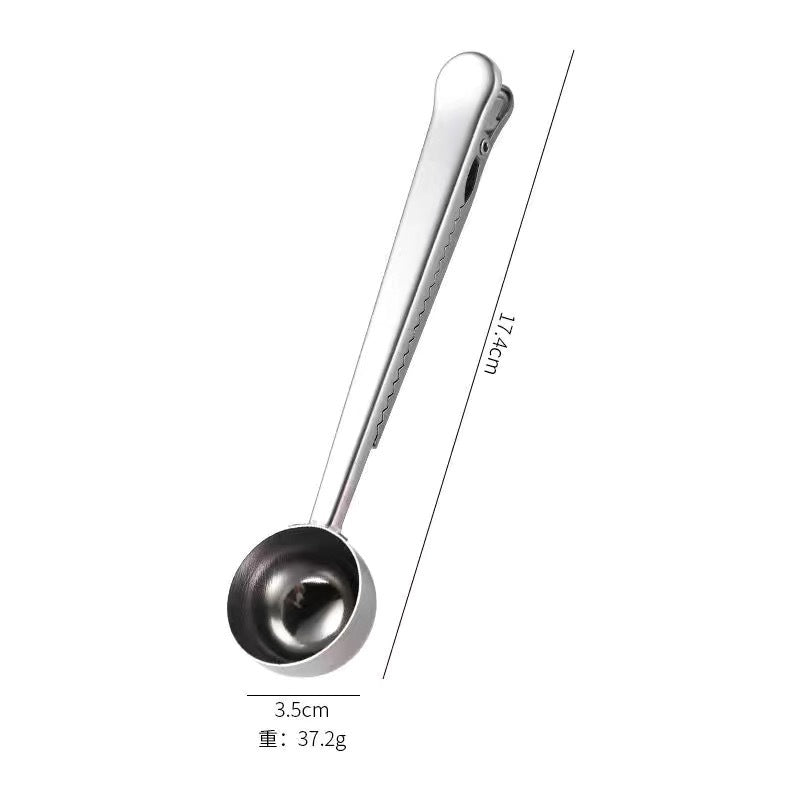 304 stainless steel ice cream scoop measuring spoon two-in-one 0.05kg scoop sealing clip coffee baking measuring bean spoon