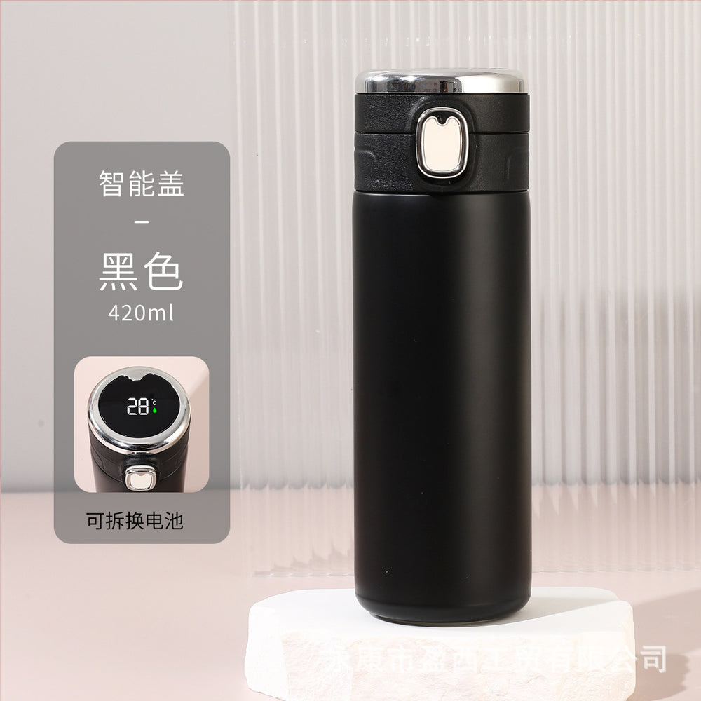 Simple pea cup female student 304 stainless steel vacuum water cup replaceable battery bounce smart thermos cup wholesale