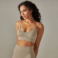 New arrival seamless knittingsexy back yoga clothes thin shoulder strap sports bra bubble wrap push-up fitness vest
