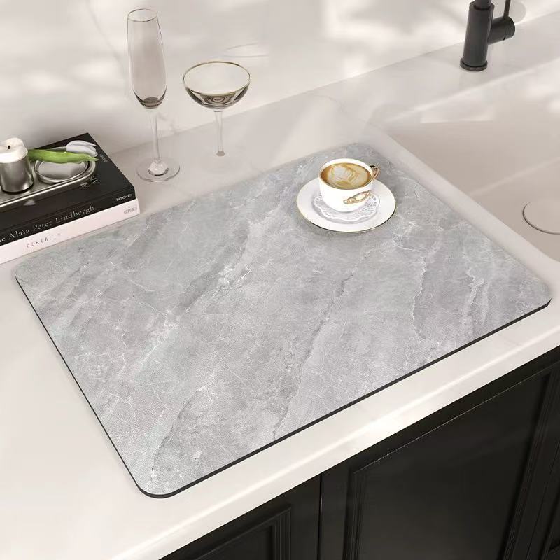 marble kitchen drain mat coffee machine non-slip mat countertop insulation mat absorbent mat drying mat placemat
