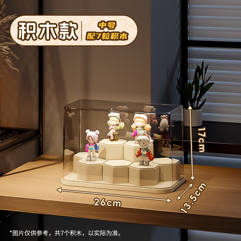 Blind box display stand - clear acrylic figurine storage, dustproof display case for toys, building blocks, and pop mart collectibles