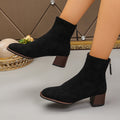 Export thick heel thin boots women's autumn winternew arrival suede square toe fashion elastic fashion boots cross-border plus size short boots