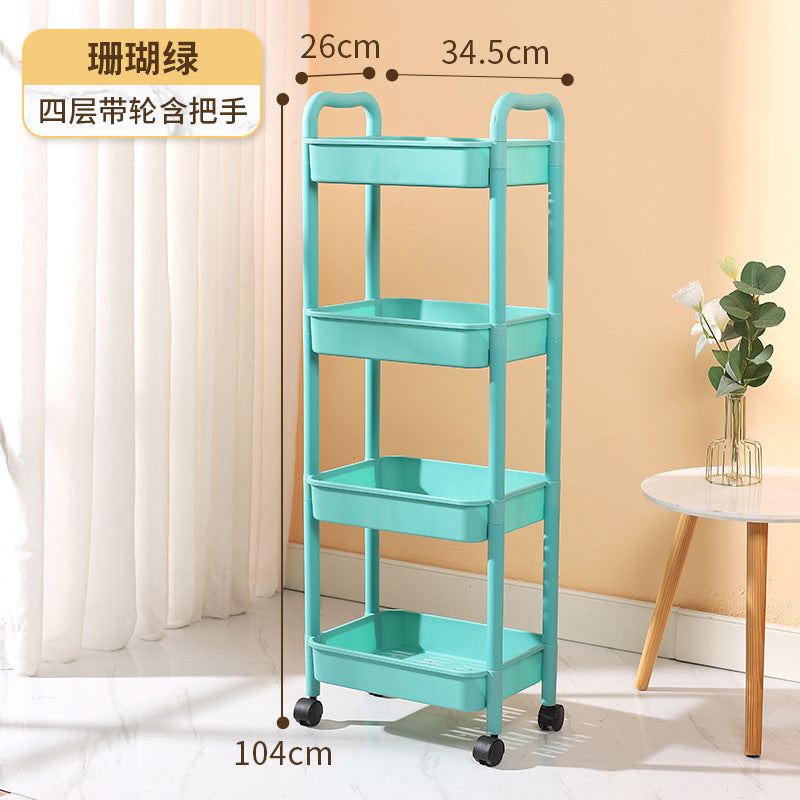 Kitchen storage rack organizer with wheels - multi-tier rolling cart for home use - mobile storage shelf