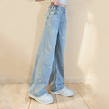 Girls' summer lightweight pants  new style: wide-leg pants for older girls, slim-fit straight-leg tencel jeans for middle school students