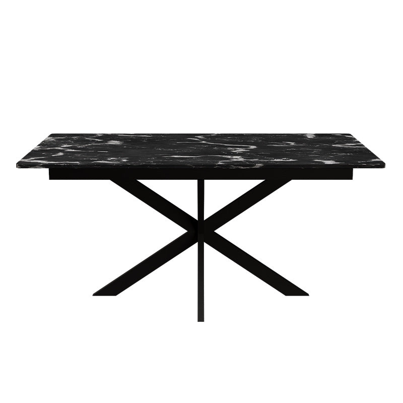 Customizable italian sintered stone rectangular dining table - minimalist modern design for small spaces, light luxury nordic style, with extendable leaf