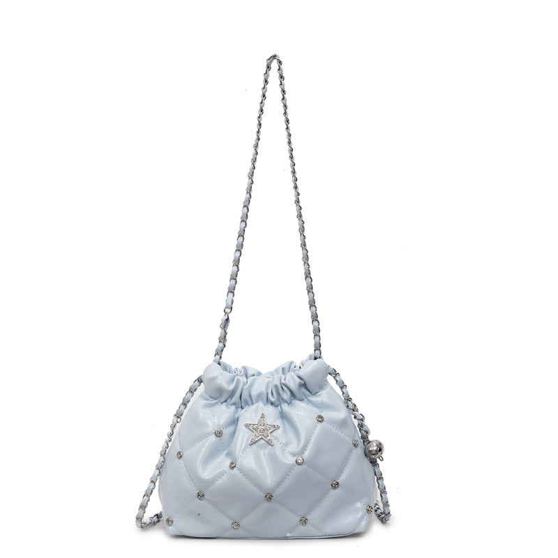 Cross-border niche bags women's 2025 new summer versatile diamond chain messenger bag casual explosive bucket bag