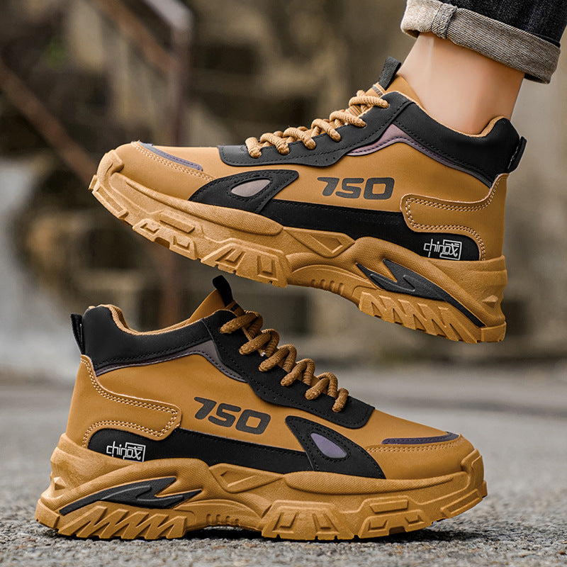High-top men's shoes: 2025 fall/winter new arrivals - trendy casual martin boots, stylish and versatile, athletic anti-slip thick-soled work shoes