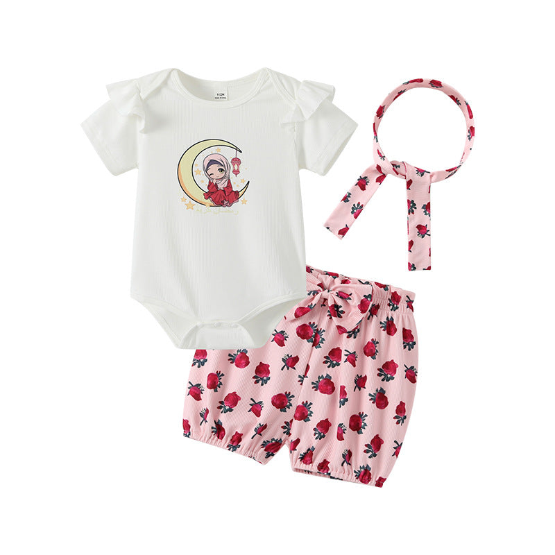 Girls'  new summer outfit, class a clothing, infant and toddler korean style cute romper top two-piece set