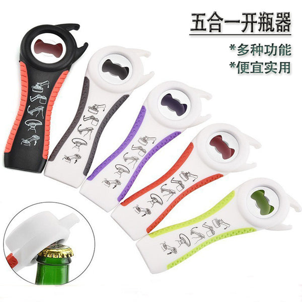 Multifunctional Bottle Opener Kitchen Gadgets Multipurpose Universal Bottle Opener Portable Carry Belt 5-in-1 Bottle Opener