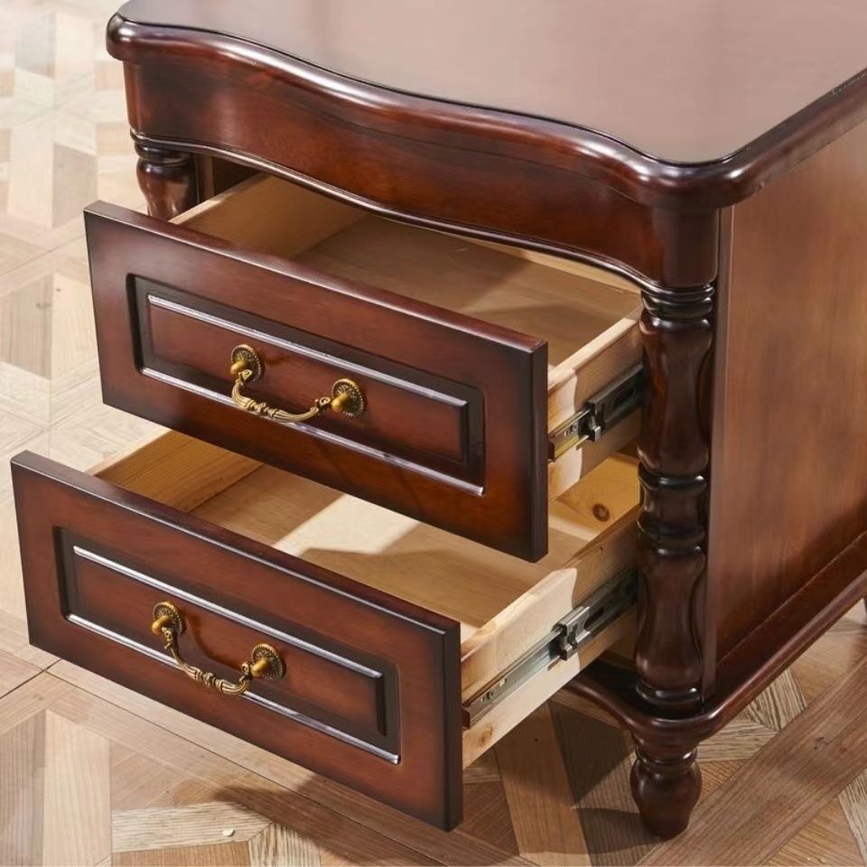 Solid wood bedside table American bedside table European bedroom household storage cabinet Simple modern mini narrow cabinet