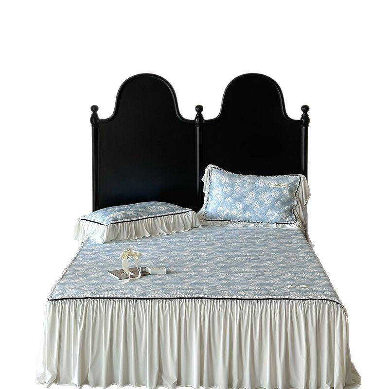 Summer French Class A Cool Silk Mat Three-piece Bed Skirt Princess Ice Silk Jacquard Air Conditioning Soft Mat Washable