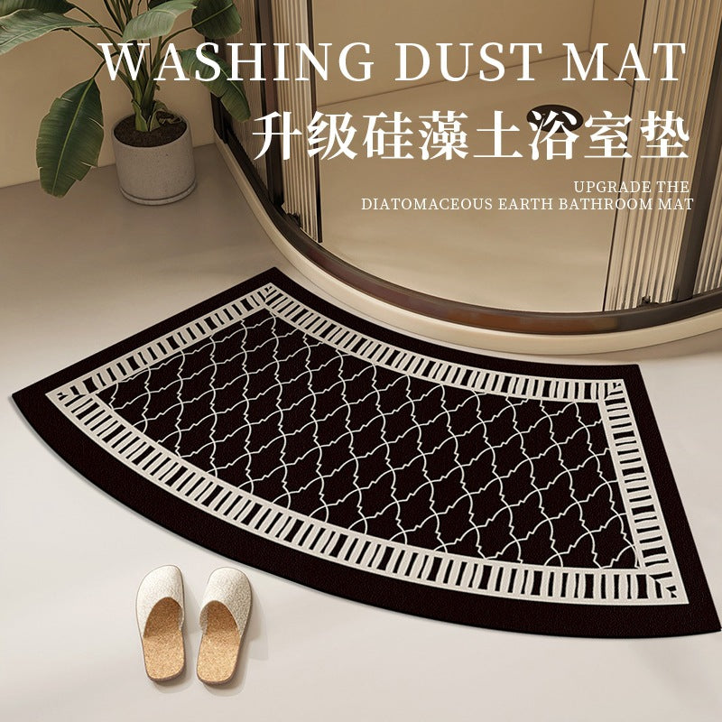 Strong water absorption and quick-drying floor mat at the entrance of the shower room, bathroom diatom mud curved carpet, bathroom non-slip fan-shaped foot mat