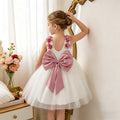 Baby girl dress white flower girl dress first birthday princess dress summer children's day performance host bowknot