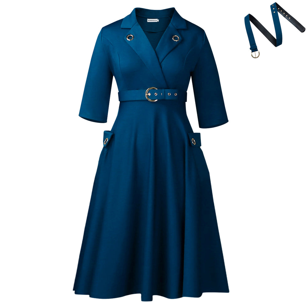 D3341  new arrival cross-border e-commerce women's independent website suit collar high-waisted elegant plus size african dress