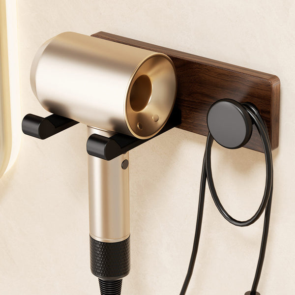 Walnut Hair Dryer Shelf No Punching Toilet Hair Dryer Storage Hanger Bathroom Wall Mounted Bracket