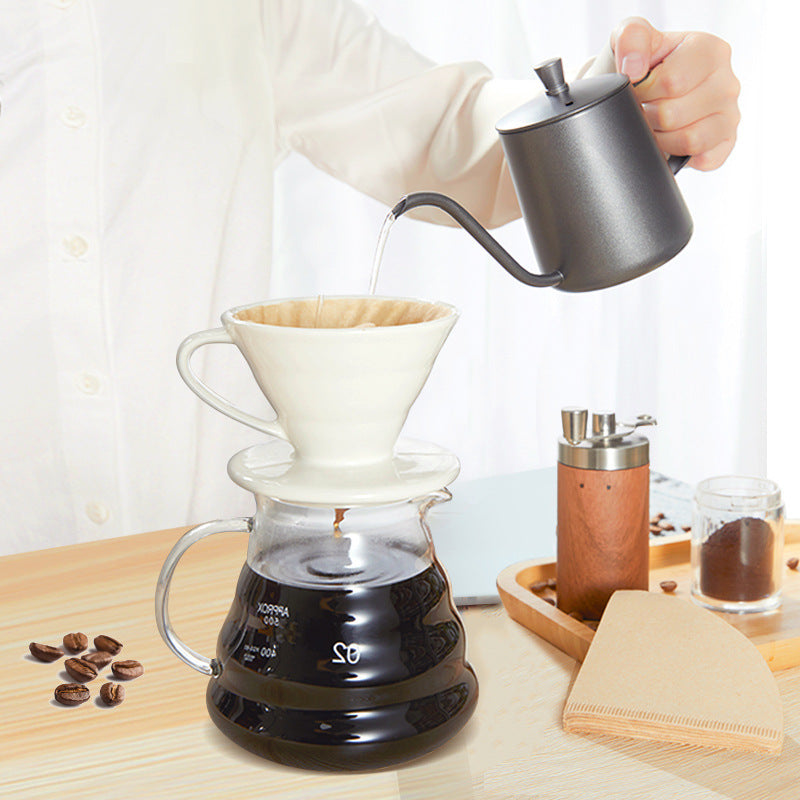 Ceramic hand-brewed coffee filter cup v60 conical fan-shaped drip filter cup filter sharing pot suit extraction
