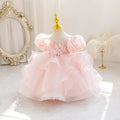 Ready-to-ship new bubble sleeve floral children's formal dress wedding princess gown baby girl party dress kids dress