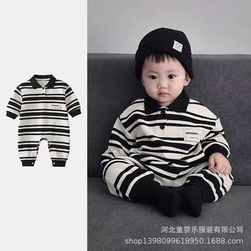 Baby boy romper - new spring/autumn collection - infant clothing - autumn polo collar - long sleeve outfit for infants and toddlers
