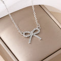 Wholesale bowknot necklaces - european & american cross-border jewelry - minimalist fashion pendants - women's alloy diamond-studded chokers & sweater chains