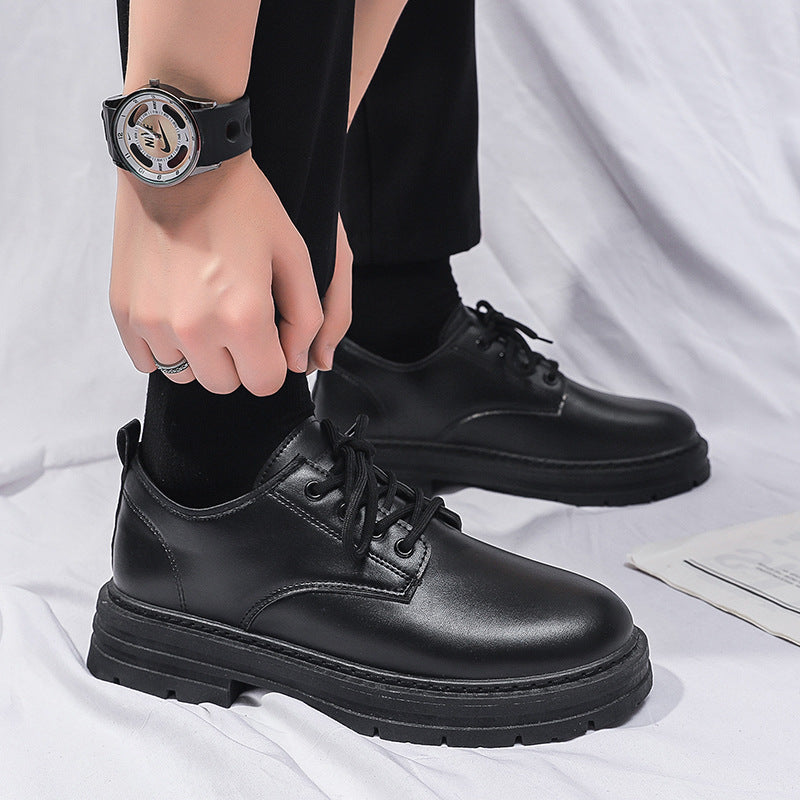 Spring new arrivals: soft leather, soft sole, round toe, breathable, trendy casual leather shoes - business formal, fashionable british style, trendy men's shoes