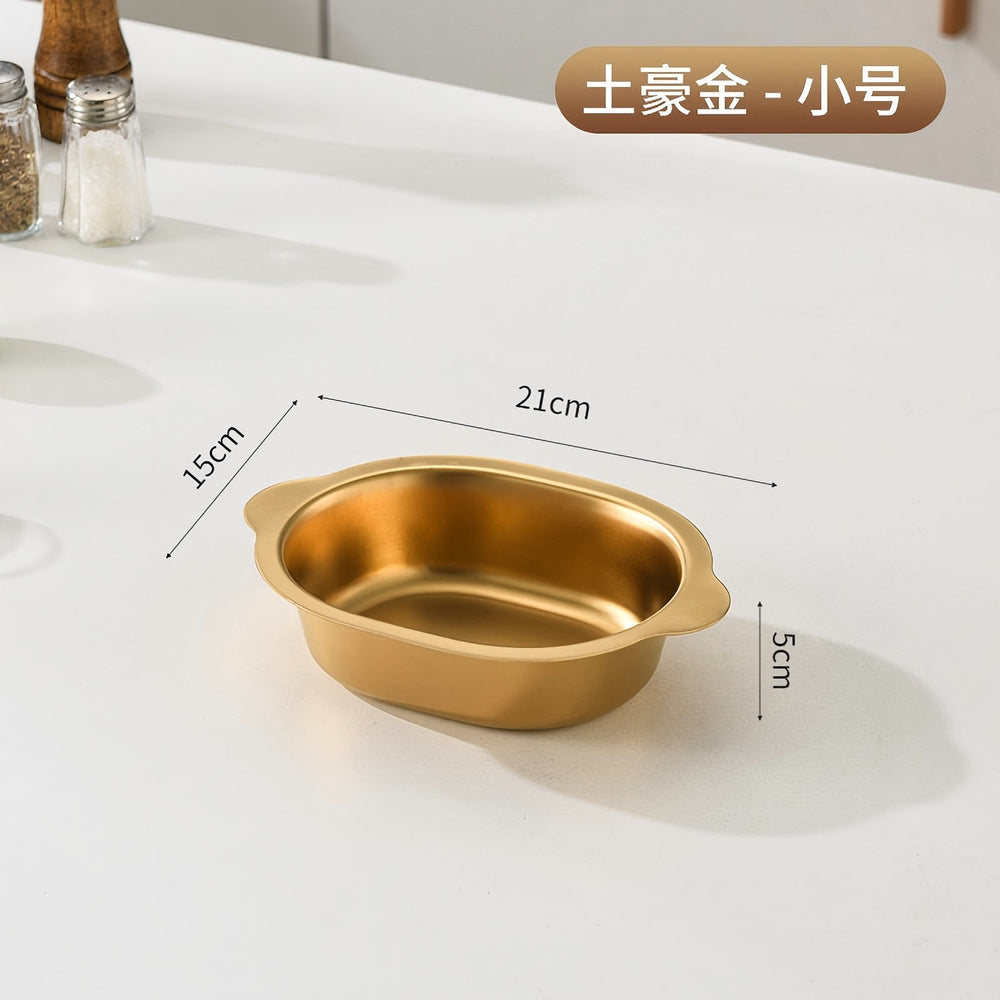 Korean stainless steel oval ramen basin steamed vegetable basin commercial baked rice bowl fried chicken plate flats salad bowl side dish bowl