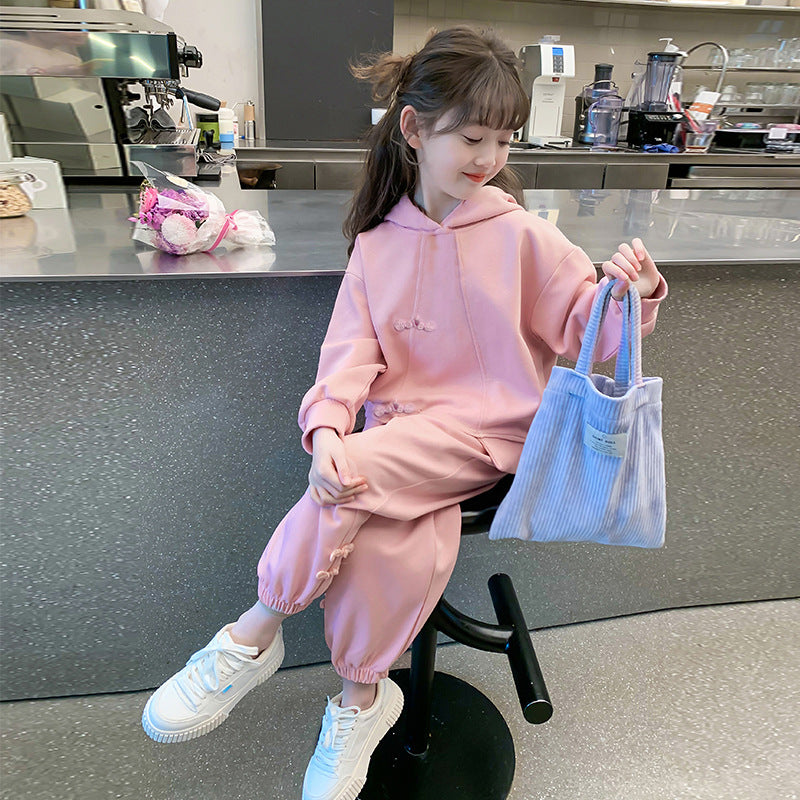 Girls' fall outfit : stylish new autumn collection for kids - trendy activewear tracksuit set for older girls, perfect for spring and autumn