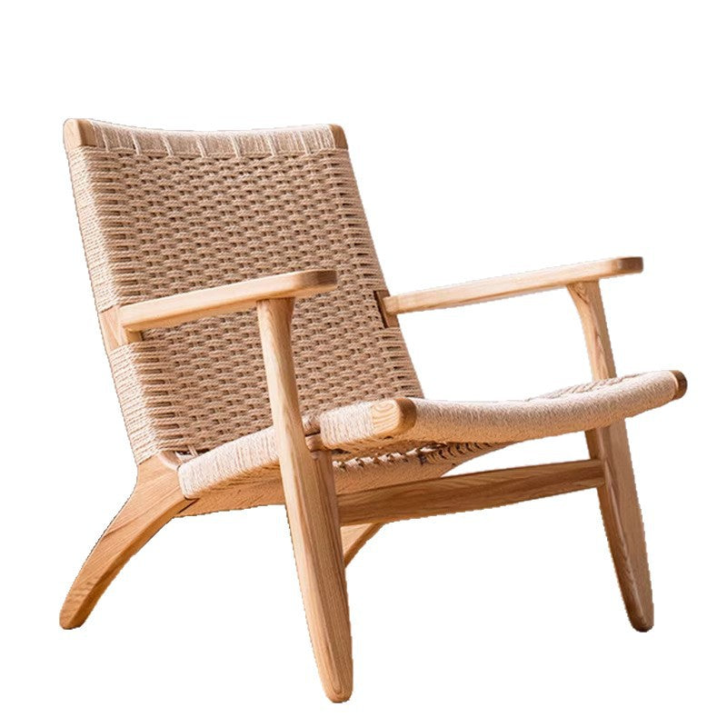 Scandinavian solid wood rope lounge chair single sofa chair b&b hotel lazy chair balcony casual saddle chair reading chair