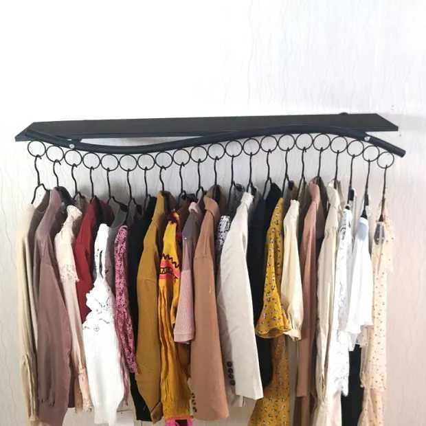 Wall-mounted side rack children's clothing store decoration clothes rack wavy side-mounted women's clothing front-mounted side rack wall-mounted clothes