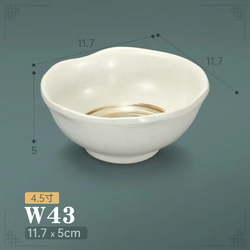 Melamine hot pot side dish plate beef plate imitation porcelain sushi plate korean style barbecue dish plate palace style hotel bowl and dish suit