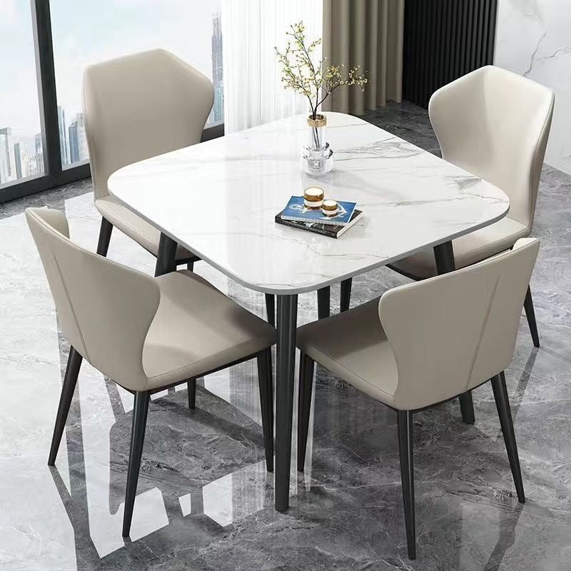 Nordic imported glossy sintered stone dining table - square, compact, casual reception & negotiation table - suitable for home, dining table set
