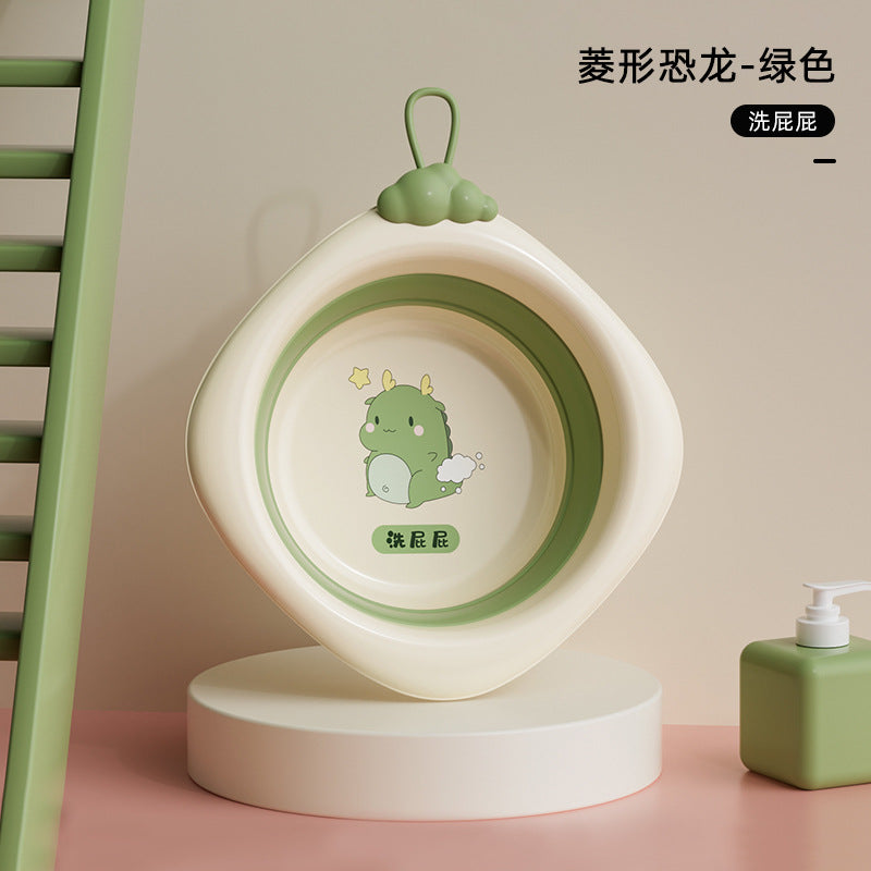 Collapsible kids' wash basin - portable newborn face wash basin - thickened plastic baby basin - household infant wash basin