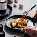 Creative black matte ceramic plate - western dinnerware, pasta plate, steak plate, fruit plate, vegetable plate - commercial light luxury retro style
