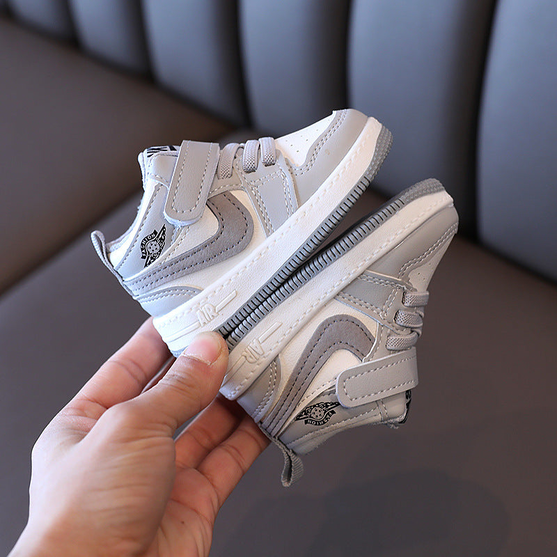Boys' mid-top sneakers,  spring/autumn new collection, kids' shadow grey single shoes, toddler & baby skate shoes, girls' shoes