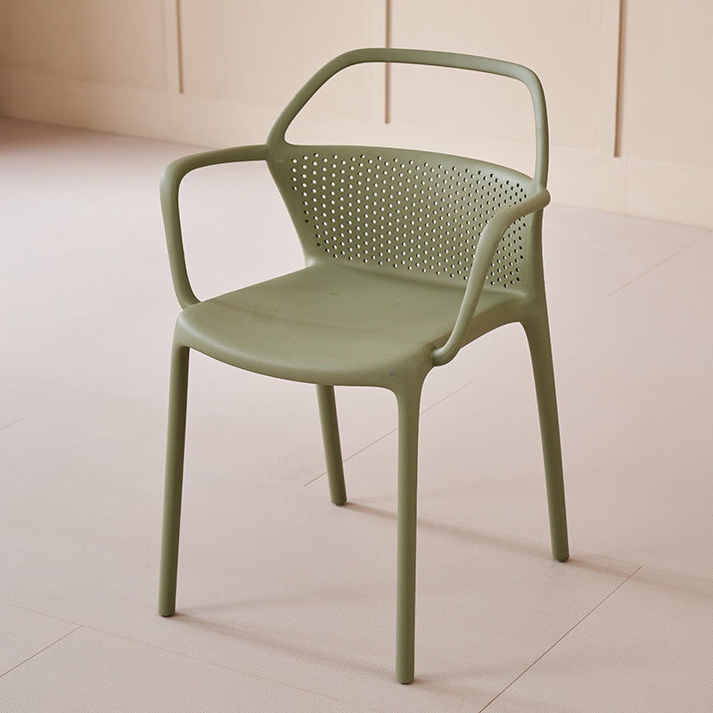 Modern minimalist plastic backrest chair, stackable living room chair, outdoor restaurant chair, cafe high back dining chair