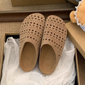Retroniche stylecut out soft bottom birkenstock shoes women's toe-cap half drag 2026new arrivalniche style yellow lazy roman sandals