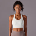 New seamless nude feel solid color racerback hook-and-eye sports bra - perfect for running, fitness, and yoga