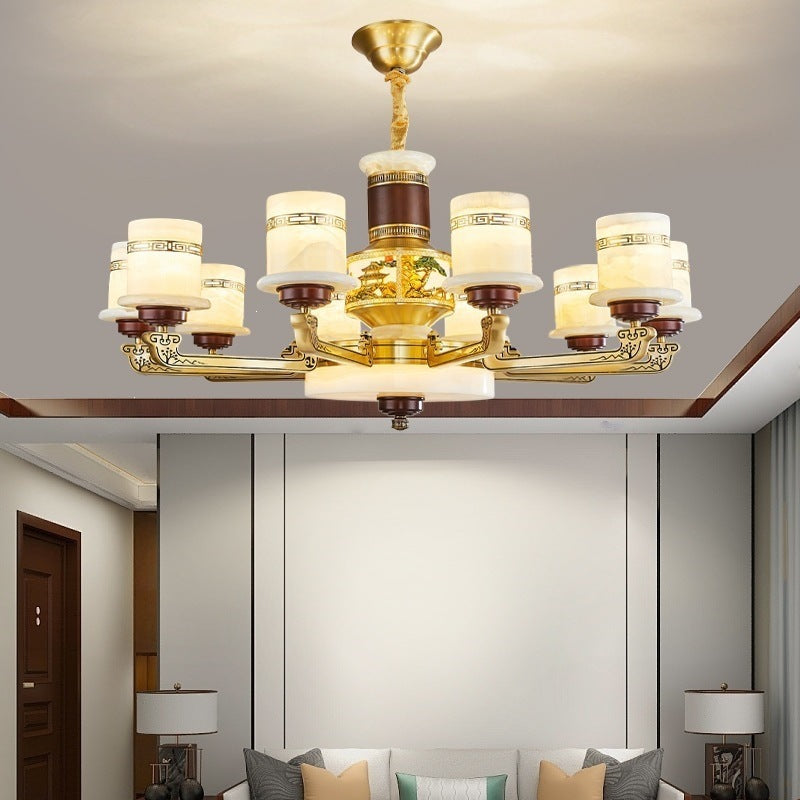 For home house classy chandelier natural jade duplex new lamp zhongshan full copper ancient town new chinoiserie marble