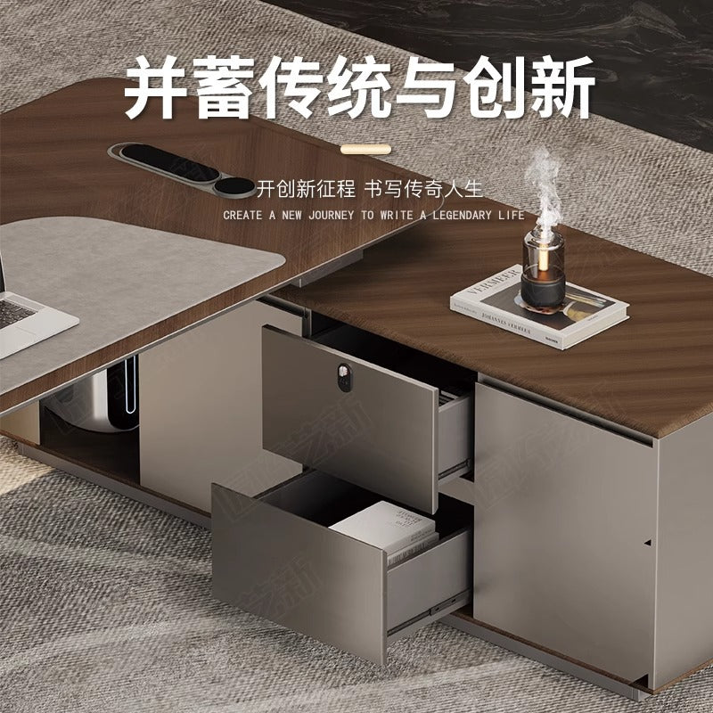 2025 new high-end boss desk, chairperson's office light luxury senior feeling, president's desk, large class desk