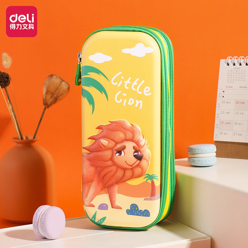 Deli EVA pencil case 3D cartoon robot large capacity pencil case girl stationery case boy girl pencil case