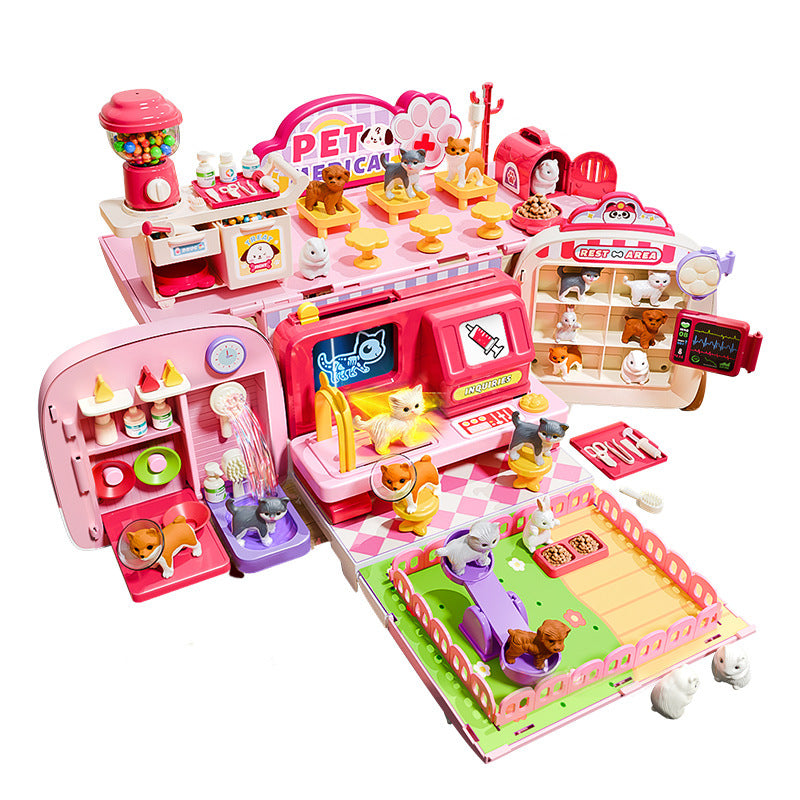 Kids' doctor play set - pretend play medical kit for girls, includes pet bus, baby girl gift box, birthday present