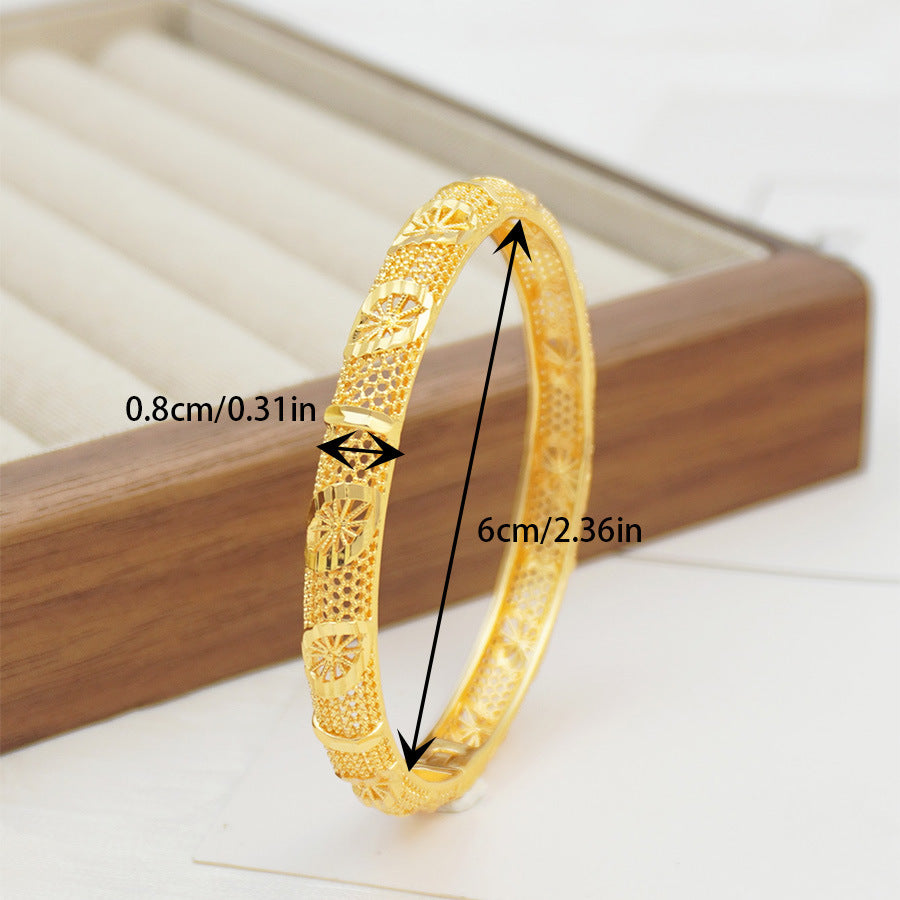 Middle eastern women's openwork floral design bangle, matching sister bracelets perfect for everyday wear and party gifts