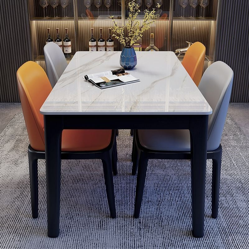 Solid wood modern rock slab dining table and chair set - minimalist italian style luxury dining table for home use