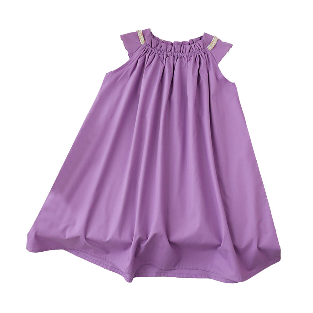 summer new korean style girls' dress - unique sleeveless solid color tank dress - princess dress - export quality
