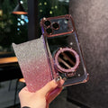 Glitter mirror magnetic stand compatible iphone 17 pro case, 16, apple 13, four-corner electroplated drop-proof protection