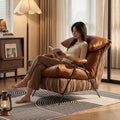 Leisure chair living room sofa chair balcony single chair italian normcorecasual chair first layer cowhide down soft chair