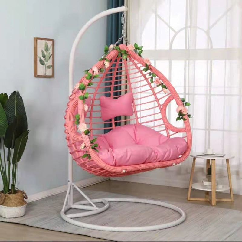 Romantic hanging basket rattan chair for home indoor hanging chair swing adult hammock balcony single double living room rocking lounge chair