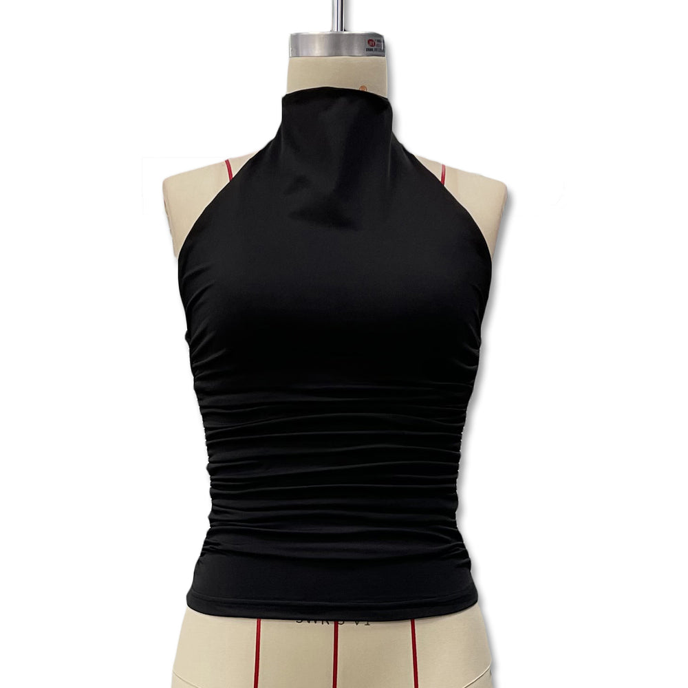 European and american cross-border women's fashion  summer new solid color backless sexy halter tank top t-shirt wholesale for export