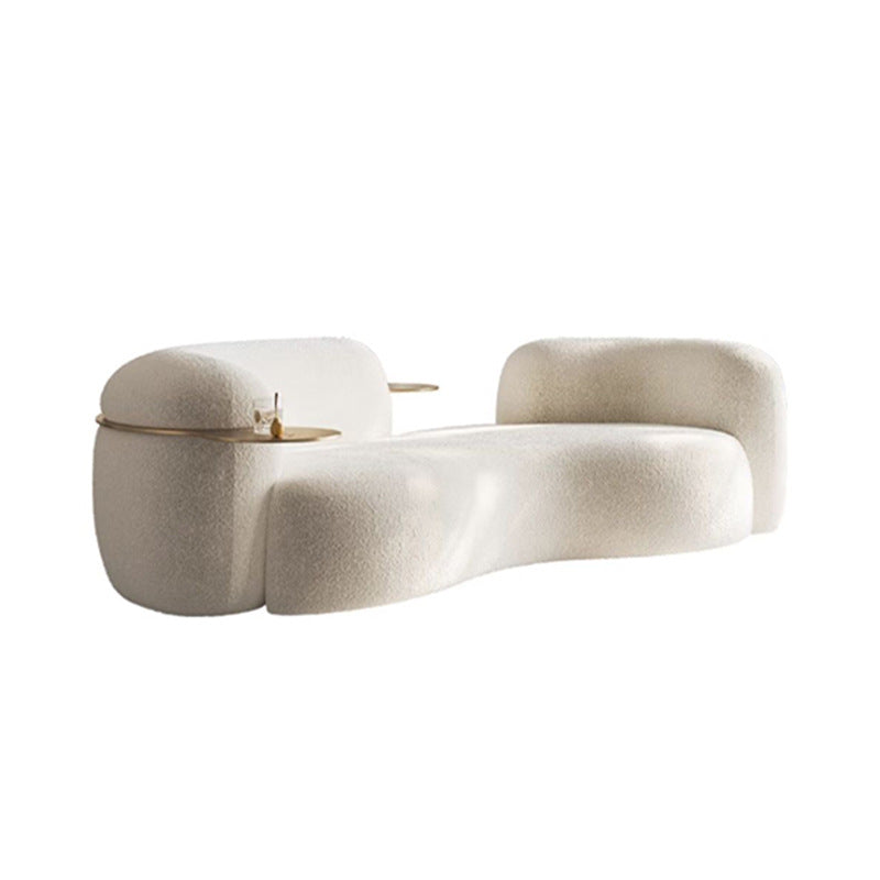 Italian normcore curved sofa designer beauty salon shaped cashew fabric sofa cashmere cream wabi-sabi style