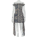 Fashion style exportstylish women's clothing street leopard print strap hip skirt oblique collar sleeveless work clothing short dress