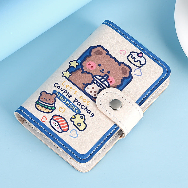 Cute, small and large-capacity cartoon card bag, glue page card position, anti-degaussing driver's license cover, ultra-thin card clip, wallet card cover.